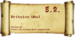 Britvics Ubul névjegykártya